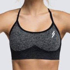 DoYouEven DYE Seamless Black Sports Bra Cross back